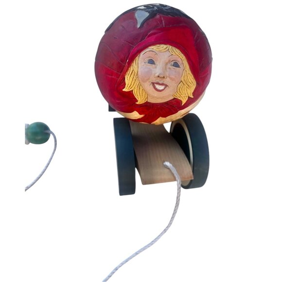 Handcrafted 1992 Briere Wooden Pull Toy With Little Red Riding Hood & Big Bad Wo - Picture 14 of 16